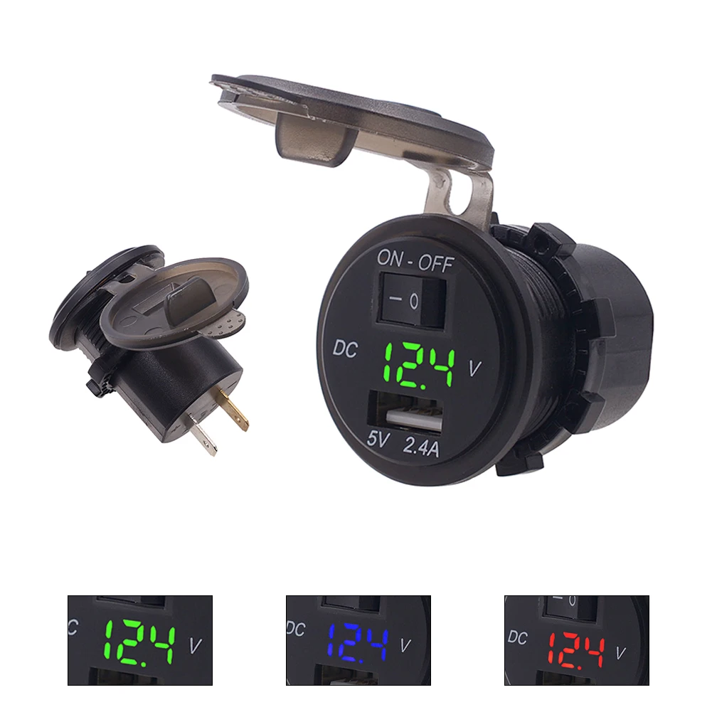 5 в 2.4A Мотоцикл Универсальный многофункциональный автомобильный USB зарядное устройство вольтметр с переключателем Поддержка мобильных телефонов планшеты автомобильная техника
