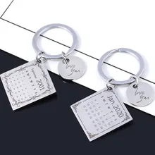 Personality Custom Calendar Keychain Engraved Date Heart Symbol Key Chain Signature Calender Lace Keyring Valentine's Day Gift(China)
