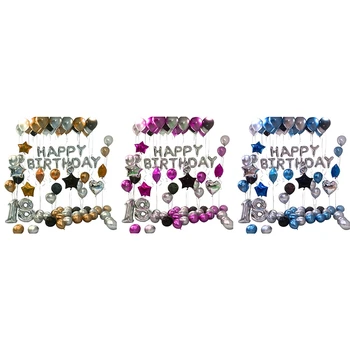 

90Pcs Happy 18 Birthday Foil Number Balloons Metallic Globos 18Th Anniversary Birthday Party Decor Supplies