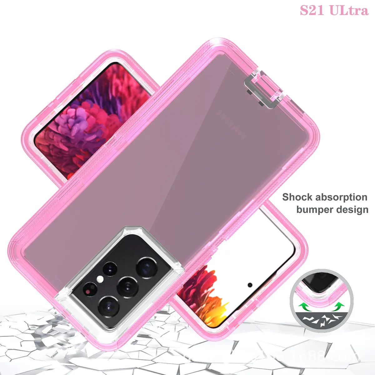 3 IN 1 For Samsung Galaxy S21 S20 S22 S23 S24 S25 S26 Ultra S10 Note 20 10 Heavy Duty Clear Shockproof Hybrid Bumper Case Cover — view 3