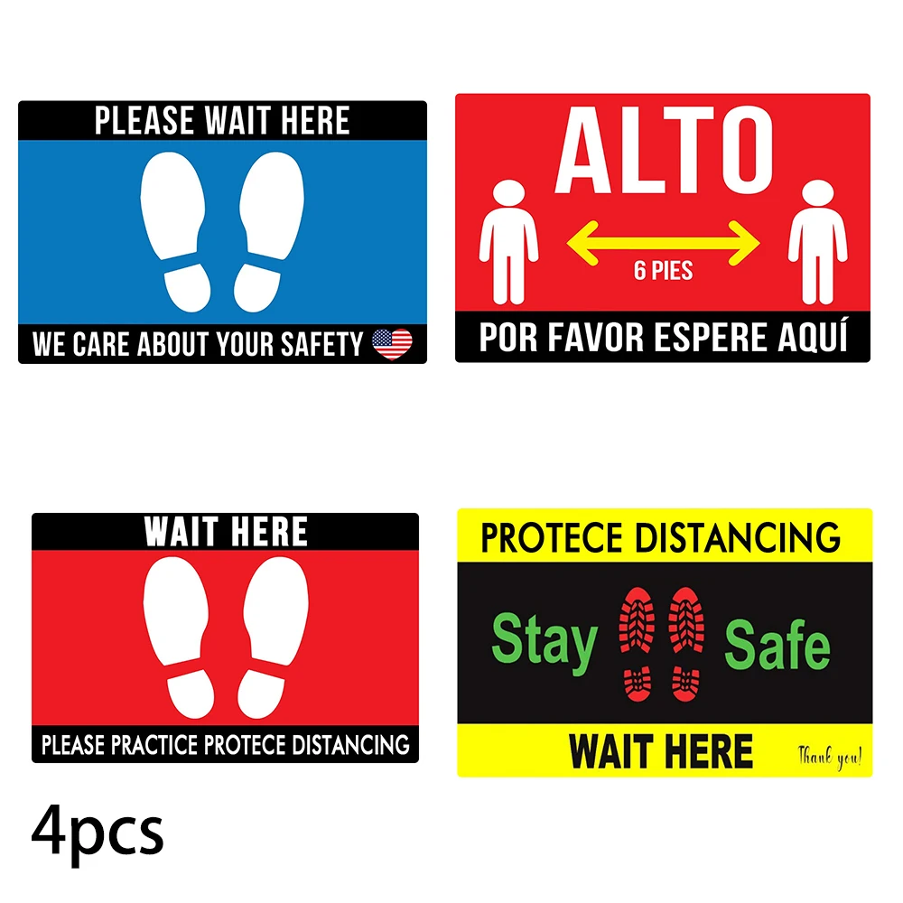 

4Pcs/set Public Area Social Keep Away Distancing Stickers For Shop Floor Decals Designs For All Occasions Outdoors
