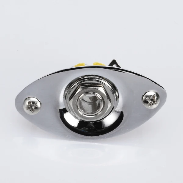 Chrome Plated Oval Output Jack Plate With 2 Mounting Screws For Electric Guitar