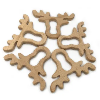 

DIY Cartoon Creative Antlers Natural Beech Wooden teether Pacifier Chain Safety Certification Woode Baby Teether Toy for Newborn