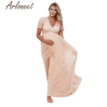 

ARLONEET Maternity Dresses For Photo Shoot Chiffon Sequins Maternity Dress Maxi Gown Maternity Photography Props Pregnancy Dress