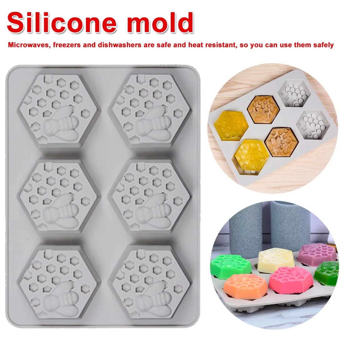 

Creative Bee Soap Mold Silicone 6 Holes Candle Mold Cake Molds DIY Handmade Soap Craft