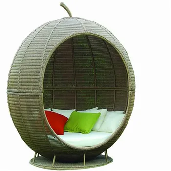 

high end outdoor luxury villar rattan Recliner with umbrella