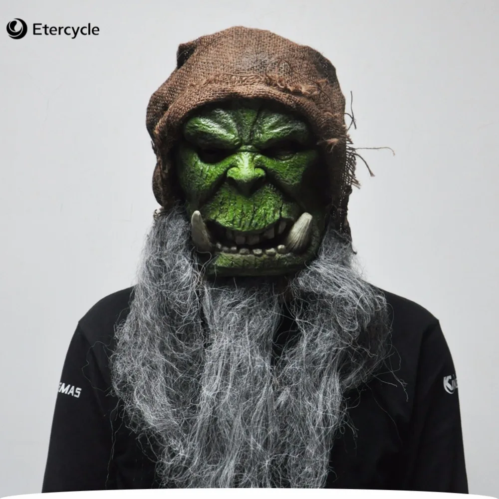 Маска на Хэллоуин world of orc маска гулдана маска на Хэллоуин качественная силиконовая маска для ролевых игр маска для взрослых маска ужаса - Цвет: Бежевый