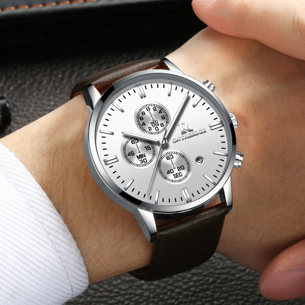 top luxury brand mens wrist watches hot fashion analog quartz watch for men waterproof chronograph sports wristwatches man clock male real leather strap Relogio Masculino (16)
