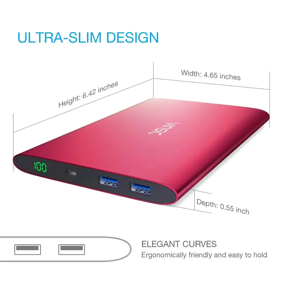 VINSIC power Bank 20000 mAh портативное зарядное устройство для мобильного телефона, Внешнее зарядное устройство, power bank 20000 mAh для Xiaomi Mi