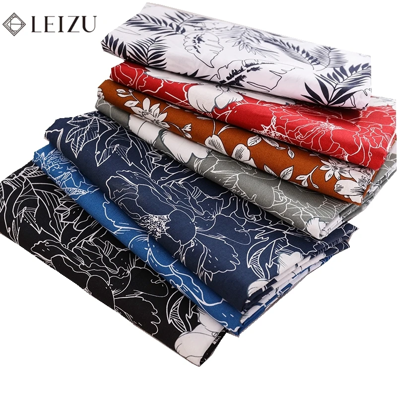 Японская летняя Гавайская хлопковая ткань из поплина с принтом для мужских