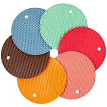 Tapis rond en Silicone multicolore résistant à la chaleur, support de Pot antidérapant, napperon de Table Durable, accessoires de cuisine