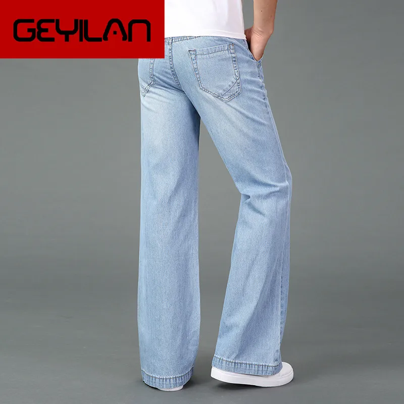 

Jeans Men 2019 Spring and Summer Men's New Micro Horn Jeans Men's Stretch Slim Light Blue Denim Flare Pants Size 26-34 35
