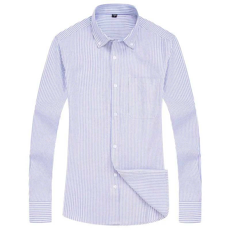 

Men's Casual Oxford Shirt Striped Spinning Long Sleeve Blue Comfortable breathable Collar Button Design Button Down Shirt