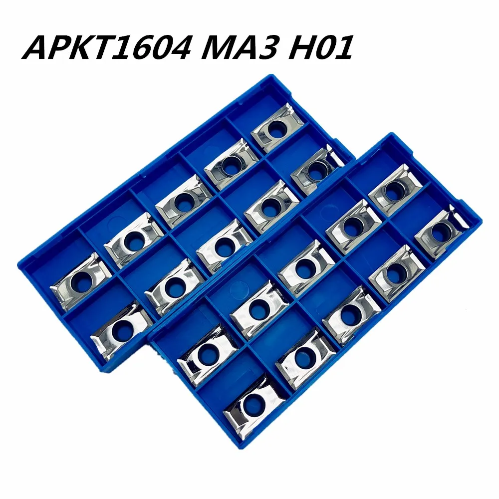 

10PCS aluminum alloy tool APKT1604 MA3 H01 aluminum internal turning tool CNC machine blade metal turning tool AL+TIN alloy wood