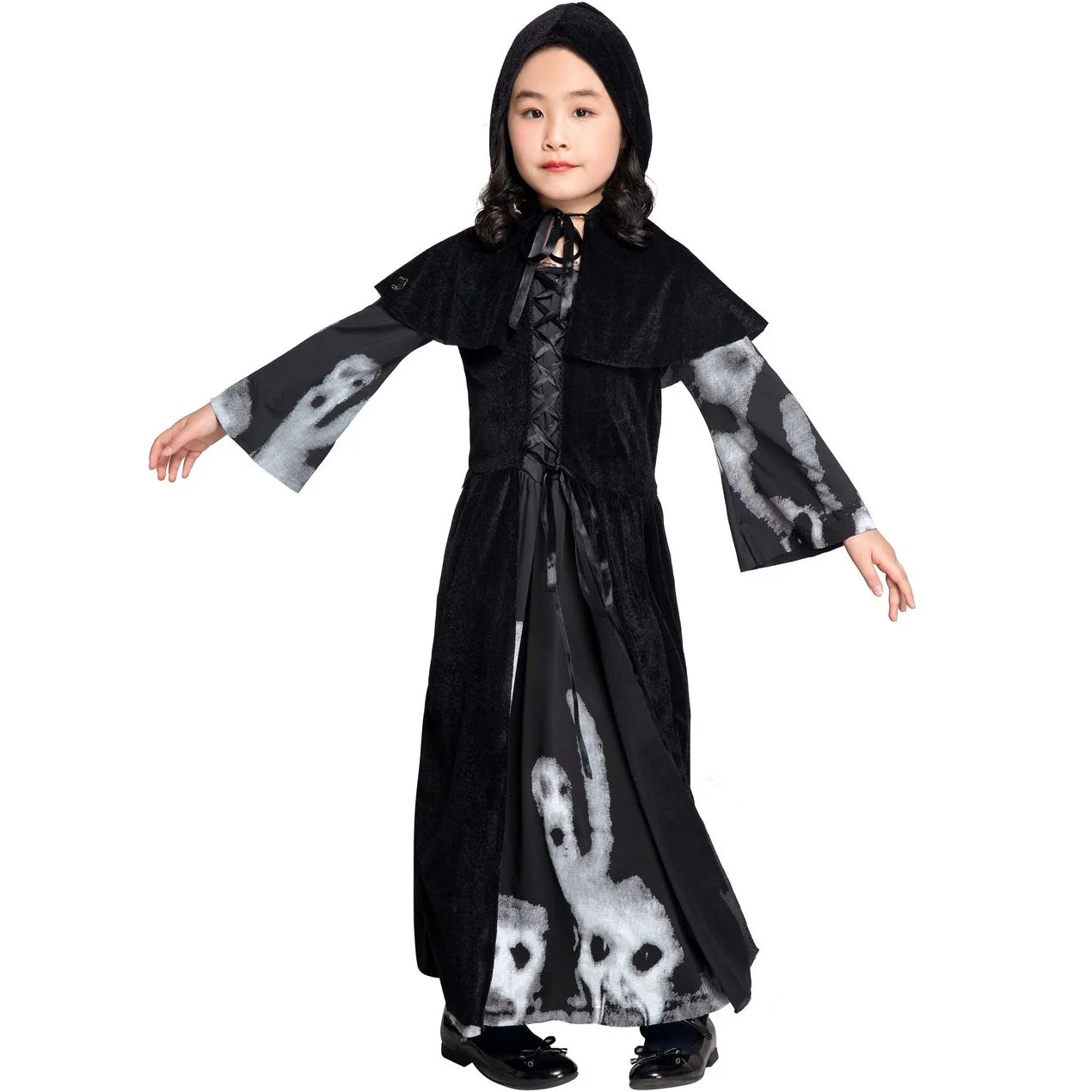 

M -Xl New Style Code Division CHILDREN'S DAY Children's Day Witch Skeleton Printed Clothing Girls Table Costume Halloween Clothi
