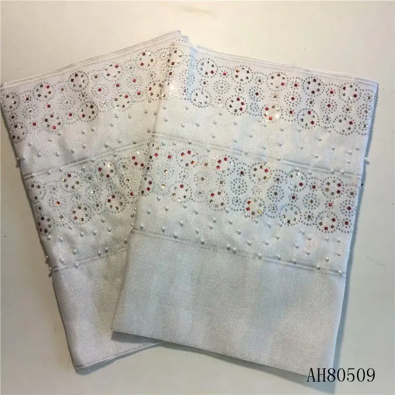 ASO OKE с бусинами tнигерийские кружевные ткани asoke головной убор из бисера ткань авто геле повязка на голову в африканском стиле ткань высокого качества 2 шт./комплект - Цвет: as picture