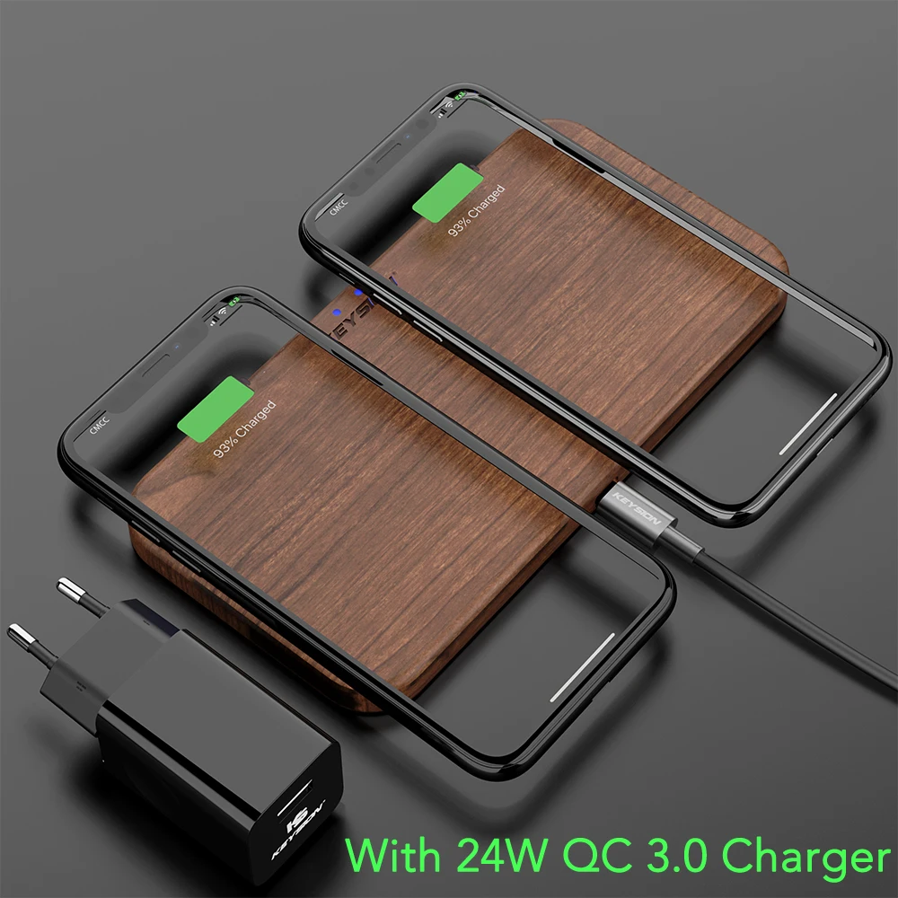 KEYSION 5 Coils Dual QI Fast Wireless Charger Stand/Pad Convertible Charging for IPhone 11 XS Max X