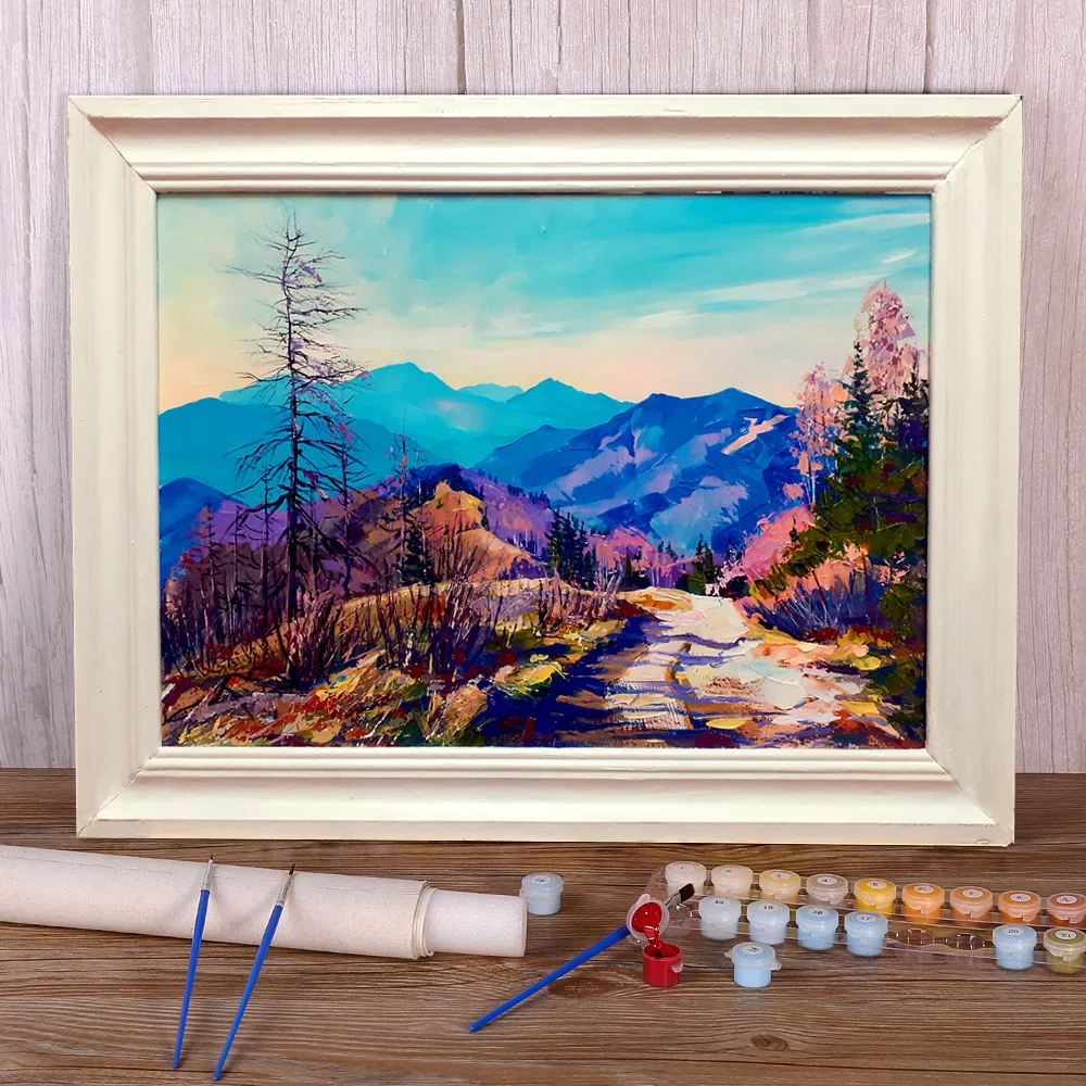 Landscape Sunny Autumn Painting By Numbers Set Acrylic Paints 50*70 Canvas Loft Wall Picture For Children Handicraft | Дом и сад