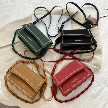 

Women PU Winter Flap Casual Shoulder Pouch Retro Lattice Pattern Messenger Bag Popular Simple Female Daily Bag