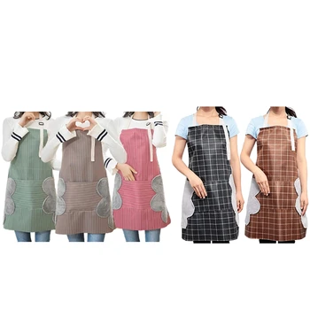 

5 Pieces of Housework Apron Adjustable Hand Wipe Apron Kitchen Waterproof Large Pocket Coral Apron Workwear