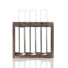 Стеклянная тестовая трубка гидропонная ваза Элегантная настольная ваза для установки воды цветы деревянная рамка украшение дома