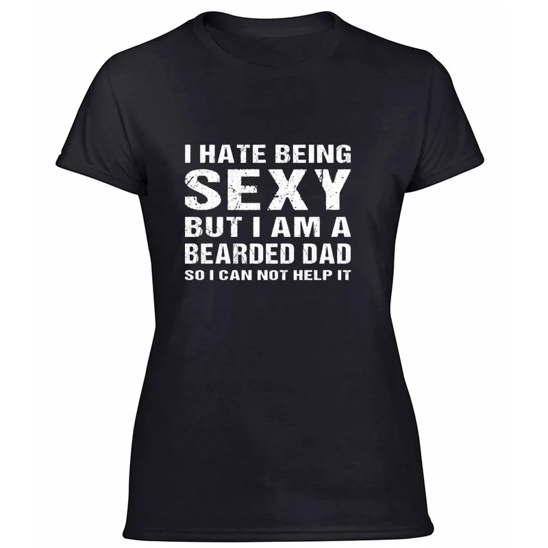 Модная бородатая футболка с надписью «Dad-I'm A Sexy Bearded Dad», Мужская футболка из хлопка с круглым вырезом, женские футболки, мужская футболка