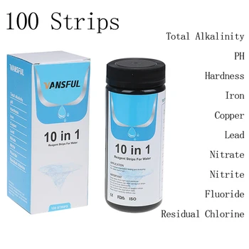 

100Strips Water Test Strips Reagent Strip For Water Quality Analyzing Testing With 10 Analysis Residual Chlorine pH