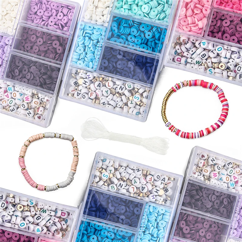 1160Pcs/Set 6mm Acrylic Beads Colorful Clay Craft Beads Box with