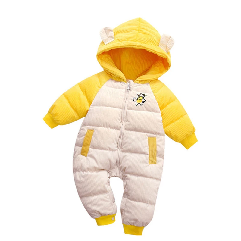 Cold Winter Baby Rompers Boy Coats Toddler Kids Hooded Rompers Thick Corduroy Outfit Infants Jumpsuit Newborn Children Costume baby romper
