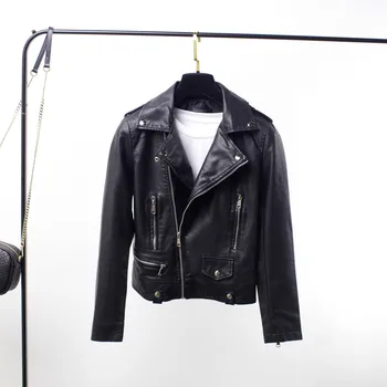 

Leather Jacket Woman Coat Jacket Spring Autumn Faux Leather Women Clothing Moto and Biker