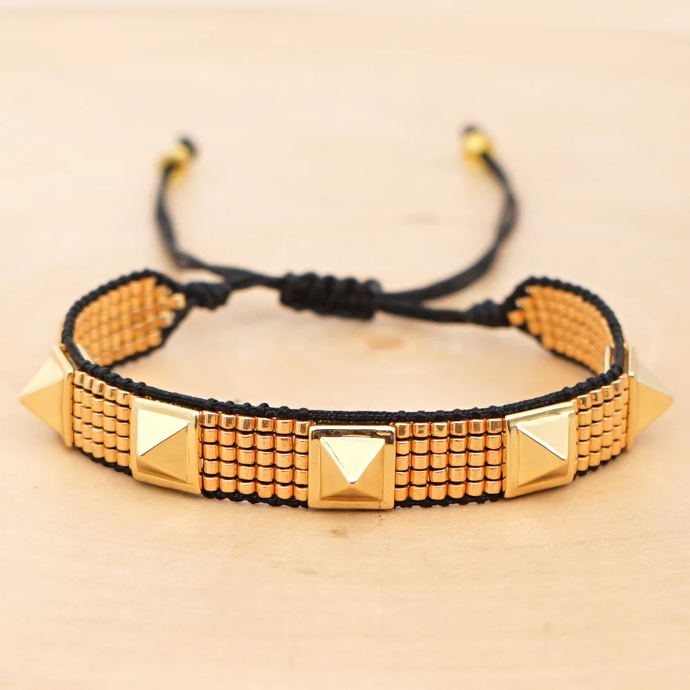Go2boho браслеты с заклепками для женщин Миюки браслет мужчин золото Pulseras Mujer Moda 2019