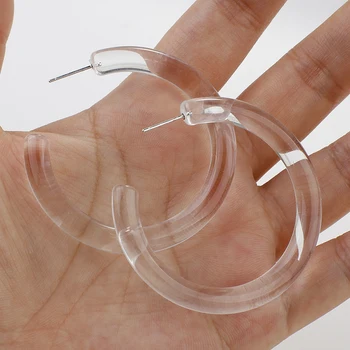 

AENSOA Simple Big C type Transparent Resin Earrings Korea Minimalism Geometric Large C Earrings For Women Fashion Jewelry Gift