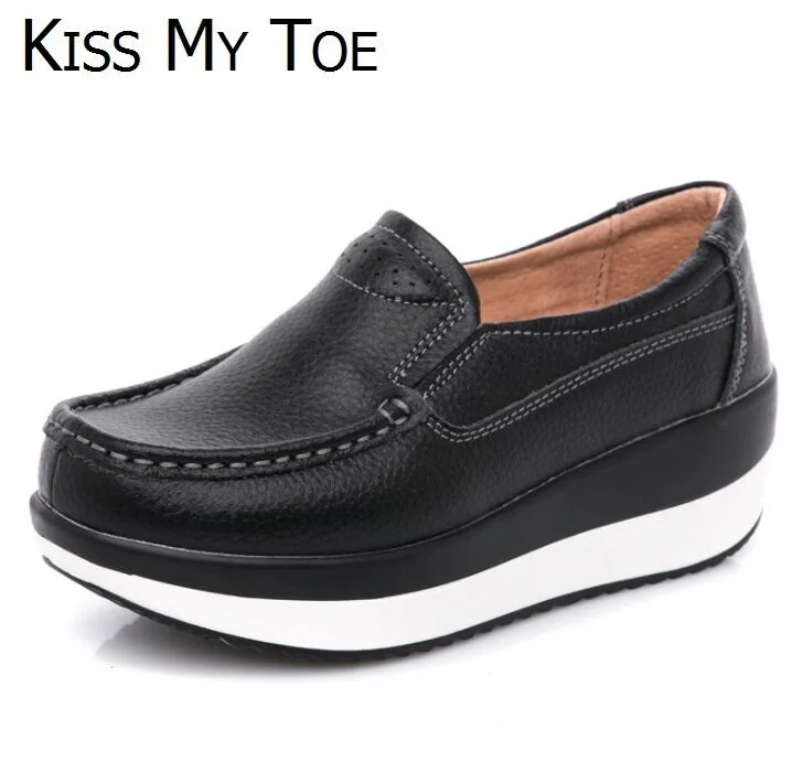 2020 Spring Genuine leather Casual Swing Wedges Breathable Shoes For Women Flat Ladies Trainers Chaussure Femme Zapatos Mujer | Обувь
