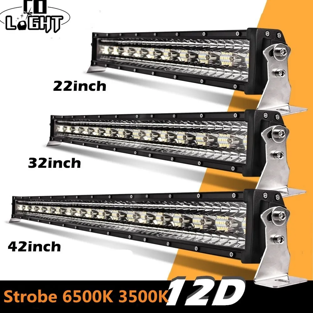 

CO LIGHT Super Bright 3-Row 22" 32" 42" Led Bar Car 390W 585W 780W Storbe Led Work Light Bar 6500K 3500K for Jeep Niva Tractors