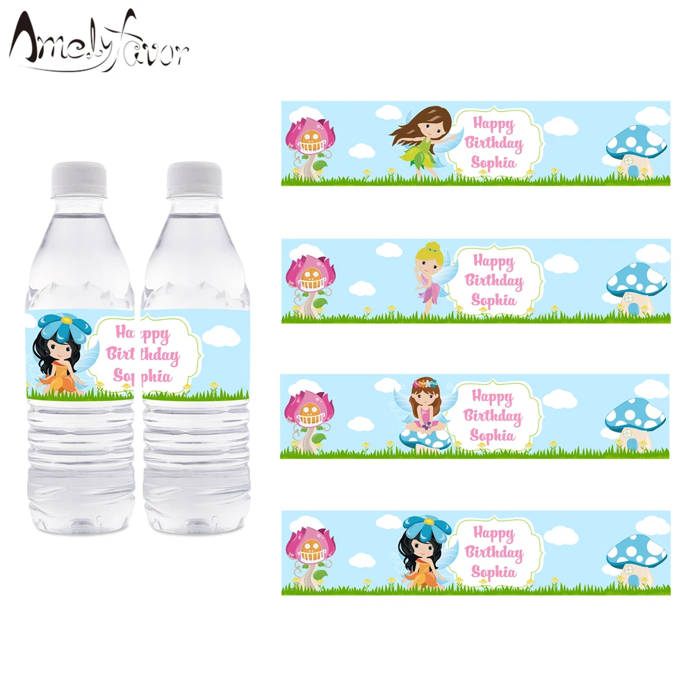 

Woodland Fairies Theme Party Bottle Labels Decoration Fairy Girl Birthday Party Decorations Supplies Personalized Bottle Wrapper