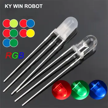 

10Pcs Multicolor 3pin 5mm RGB Led Diode Light Lamp Tricolor Round Common Anode/Cathode LED Light Emitting Diode Red Green Blue