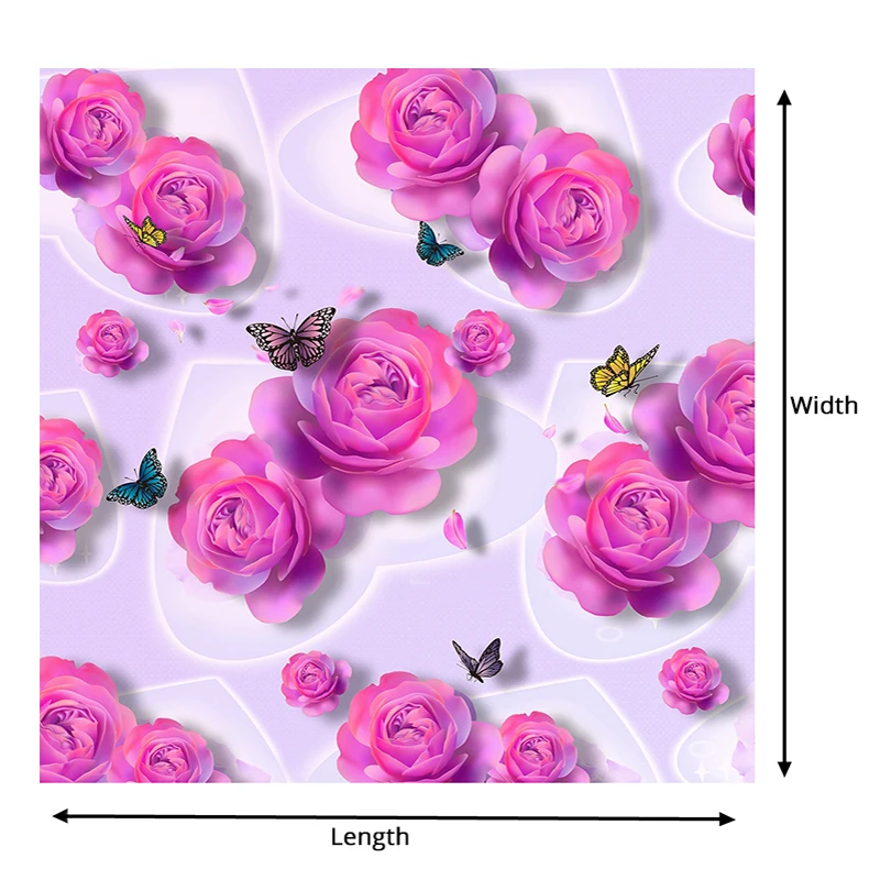 Пользовательские 3D напольные плитки обои романтические розовые розы цветы бабочки модные фрески стикеры спальня ванная комната ПВХ пол обои