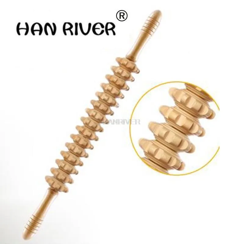 Yoga meridian great thick round wheels Whole body massage roller pounded his waist back massage neck leg wooden massager