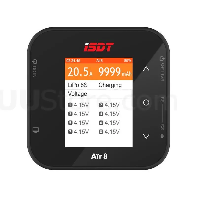 

Новое балансирующее зарядное устройство ISDT Air8 Lipo для аккумуляторов, зарядное устройство Dis, 20A, 500 Вт, DC 1-8S, Li-Po, Li-Hv, Li-Fe, NiMH, Ni-Cd, Pb