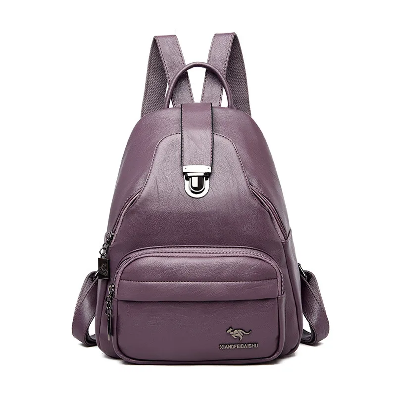Purple New Women sheepskin Backpacks School Bags For Girls Female Fashion Backpack Travel Shoulder Bags High Quality Mochilas Feminina - Цвет: Purple