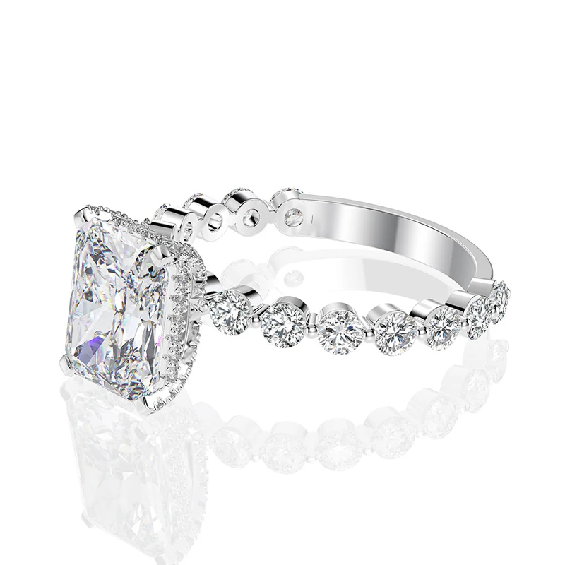 OEVAS Luxury 100% 925 Sterling Silver Created Moissanite Gemstone Engagement Ring Sets Wedding Band Fine Jewelry Wholesale