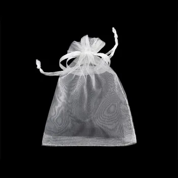 

Wholesale 100pcs/lot Drawable White Small Organza Bags 7x9cm Favor Wedding Christmas Gift Bag Jewelry Packaging Bags & Pouches