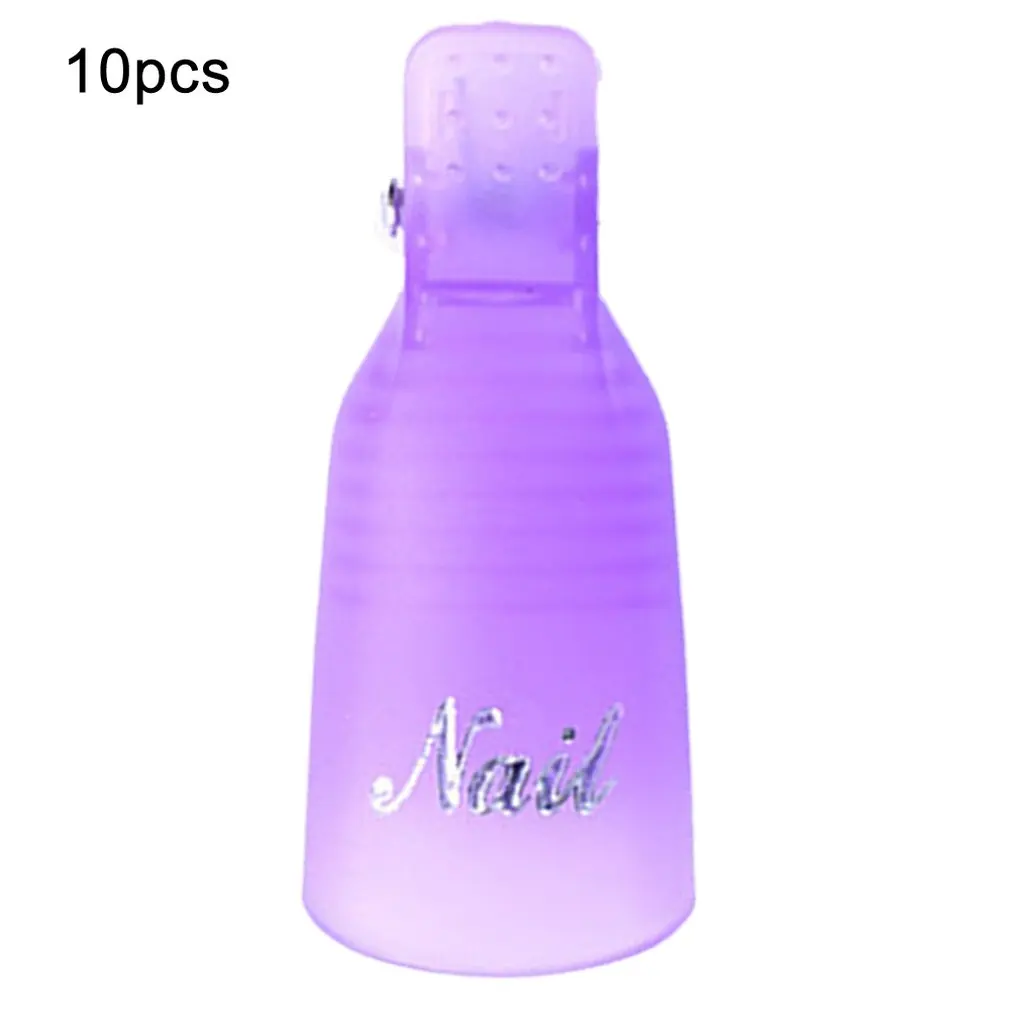 purple 10 шт. пластиковый зажим для УФ-геля для снятия лака - Цвет: purple