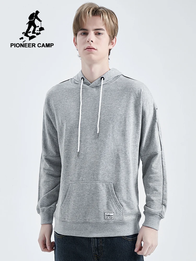 

Pioneer Camp Fashion Black/Gray Solid Hoodies Men's Clothes autumn Winter Sweatshirts Men Hip Hop Streetwear AWY901566