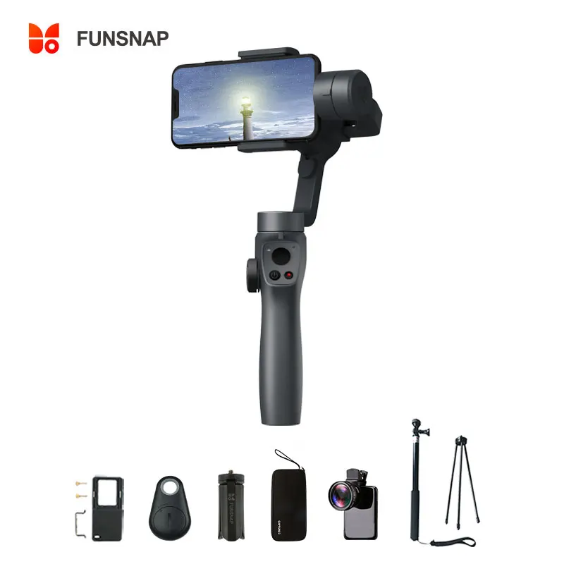 Kaufen Funsnap Capture2 3 Achse Handheld Gimbal Stabilisator Für Smartphone Samsung Iphone X XR 8 7 Gopro Kamera Action EKEN 1 gimbal Kit