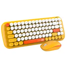 AJAZZ DKS2000 86 клавиш 1200 dpi Беспроводная механическая клавиатура пуговица шоколадного цвета тонкая пленочная клавиатура и мышь комбо для ноутбука