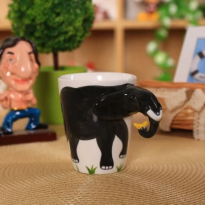 A004 ULKNN 3D Животные керамические кружки кофе молоко чай чашки милый мультфильм слон кролик орангутан собака Альпака Тигр петух детский подарок - Цвет: A004