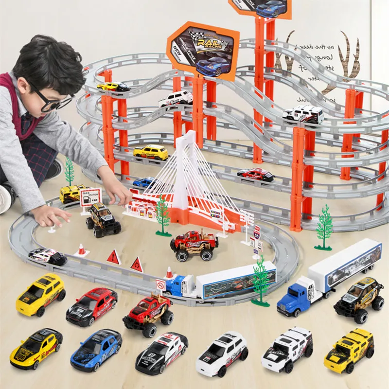 

Large Alloy Racing Track Toy 12km/h Electric Racing Car Multi-layer Stereoscopic Assembly Racing Track Kids For Toys Gifts