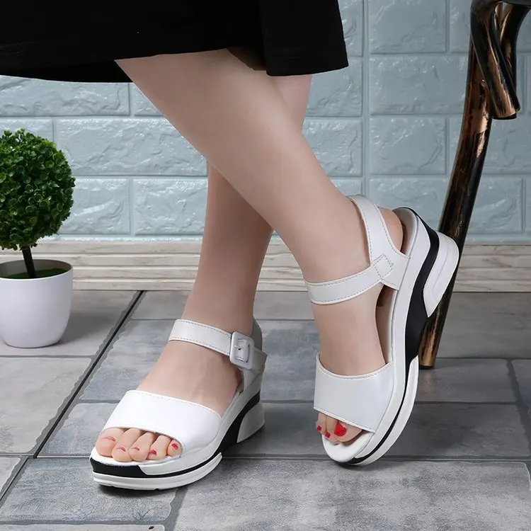 

Casual high heel Women Summer Platform Sandals Female Fish Mouth Platform High Heels Wedge Shoes Lady Sexy Buckle Slope Sandals