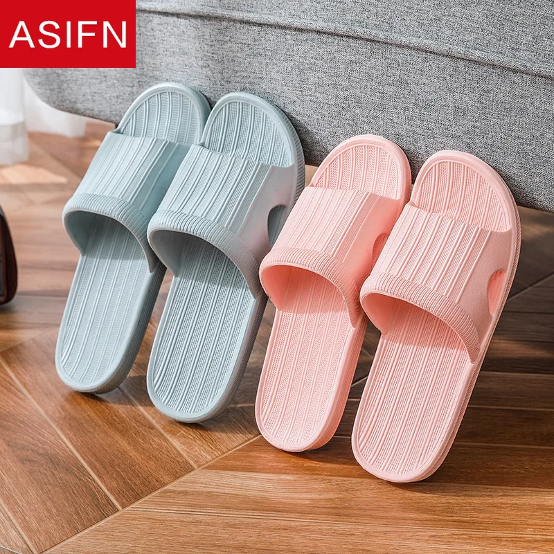 ASIFN женские шлепанцы простые тапочки домашние летние классические в полоску